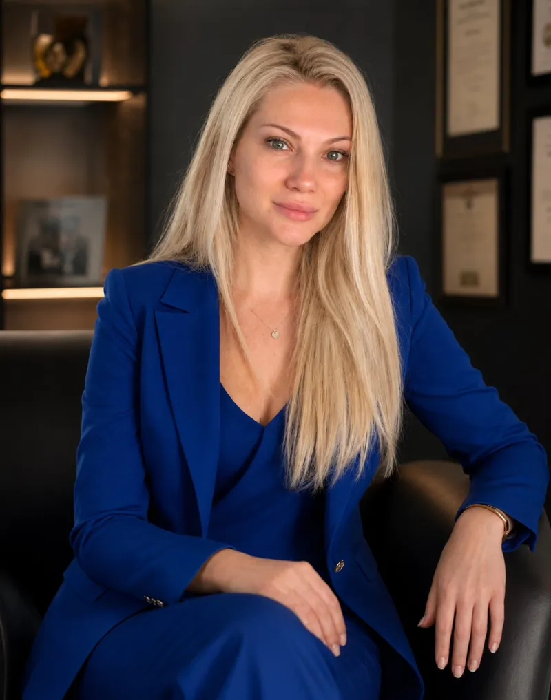 Danijela Marić in a blue suit